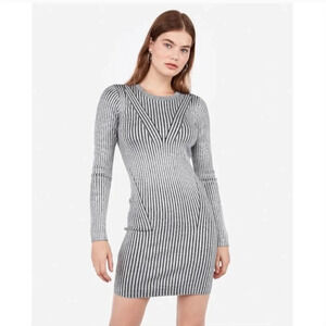 Express Gray Ribbed Sweater Dress large
